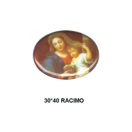 Virgen y niño Racimo esmalte  30x40 m.m. ovalada