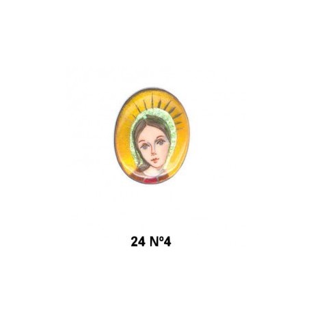 Virgen niña transparente esmalte Oval 24 m.m.