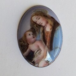 Virgen María y niño Oval 25 mm