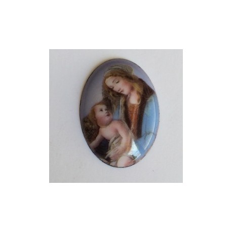 Virgen María y niño Oval 25 mm
