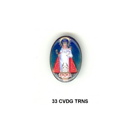 Virgen de Covadonga transparente Oval 33 m.m.
